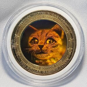 Riviera Casino Holographic 10 Dollar Chip Token 1/1000 Halloween Cat Spider 2002